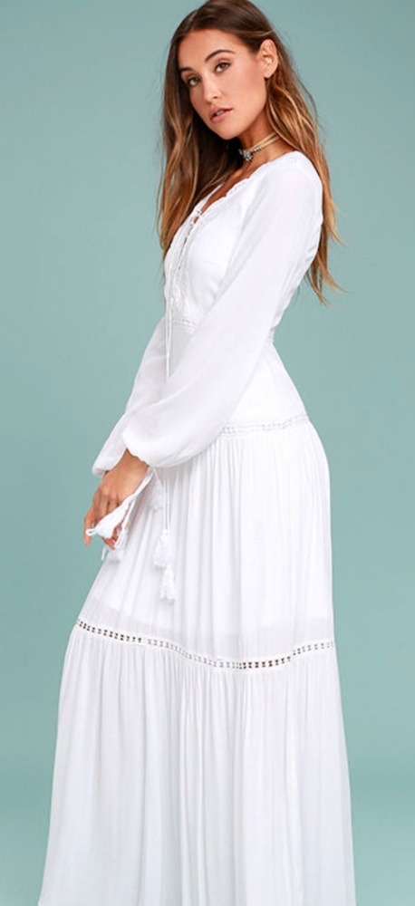 Lulus queen of wildflowers white maxi boho dress